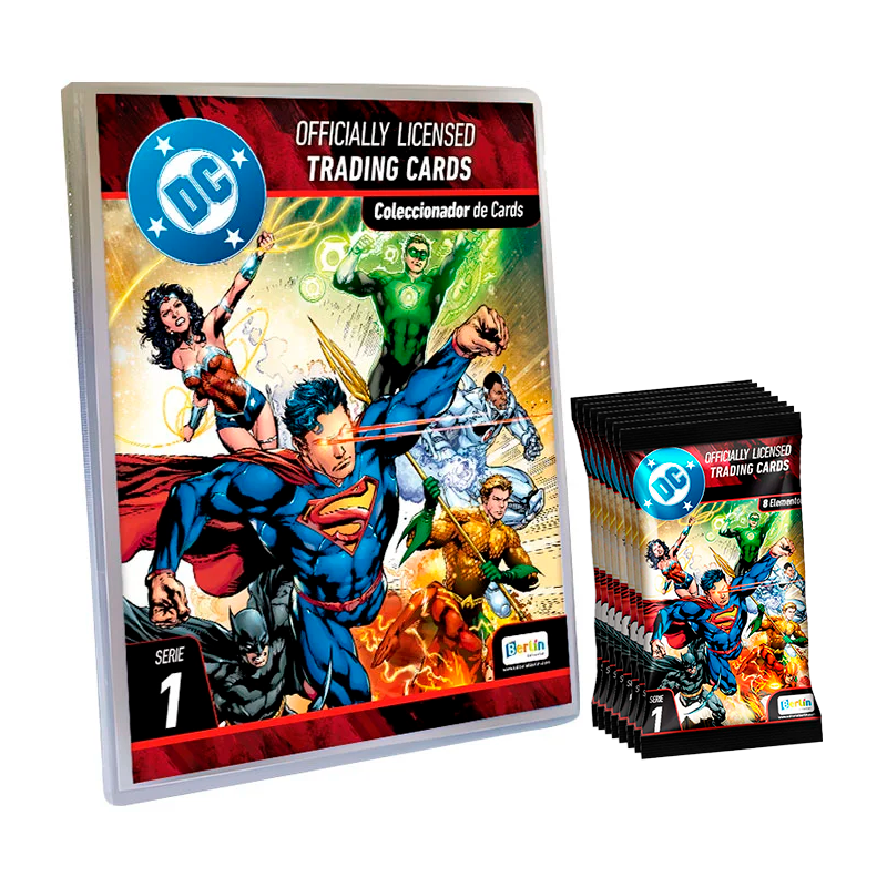 CARDS DC SERIE 1, BINDER COLECCIONADOR + PAQUETON (25 SOBRES)