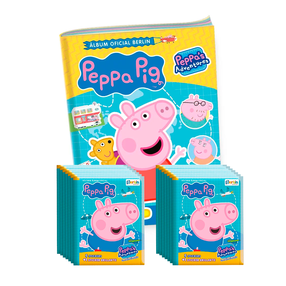Peppa Pig, 1 Álbum Tapa Blanda + 2 Paquetes (100 Sobres)