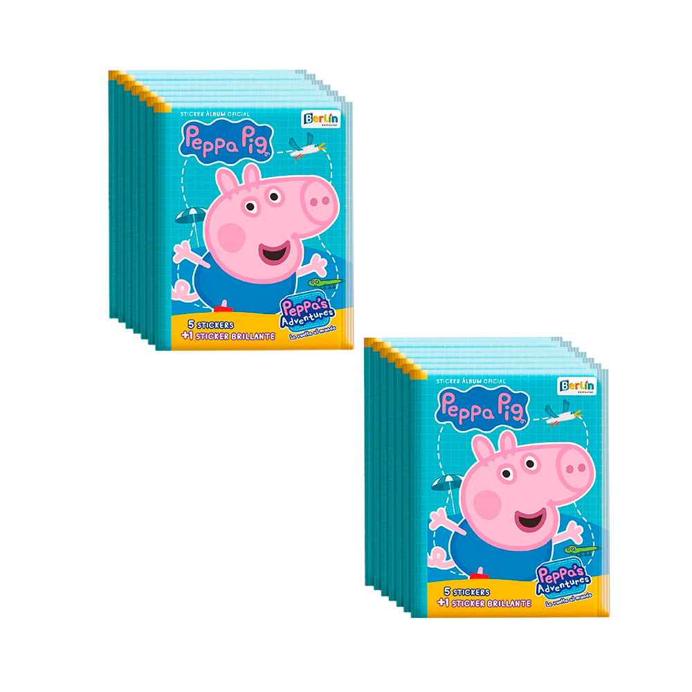 Peppa Pig, 2 Paquetes(100 Sobres)