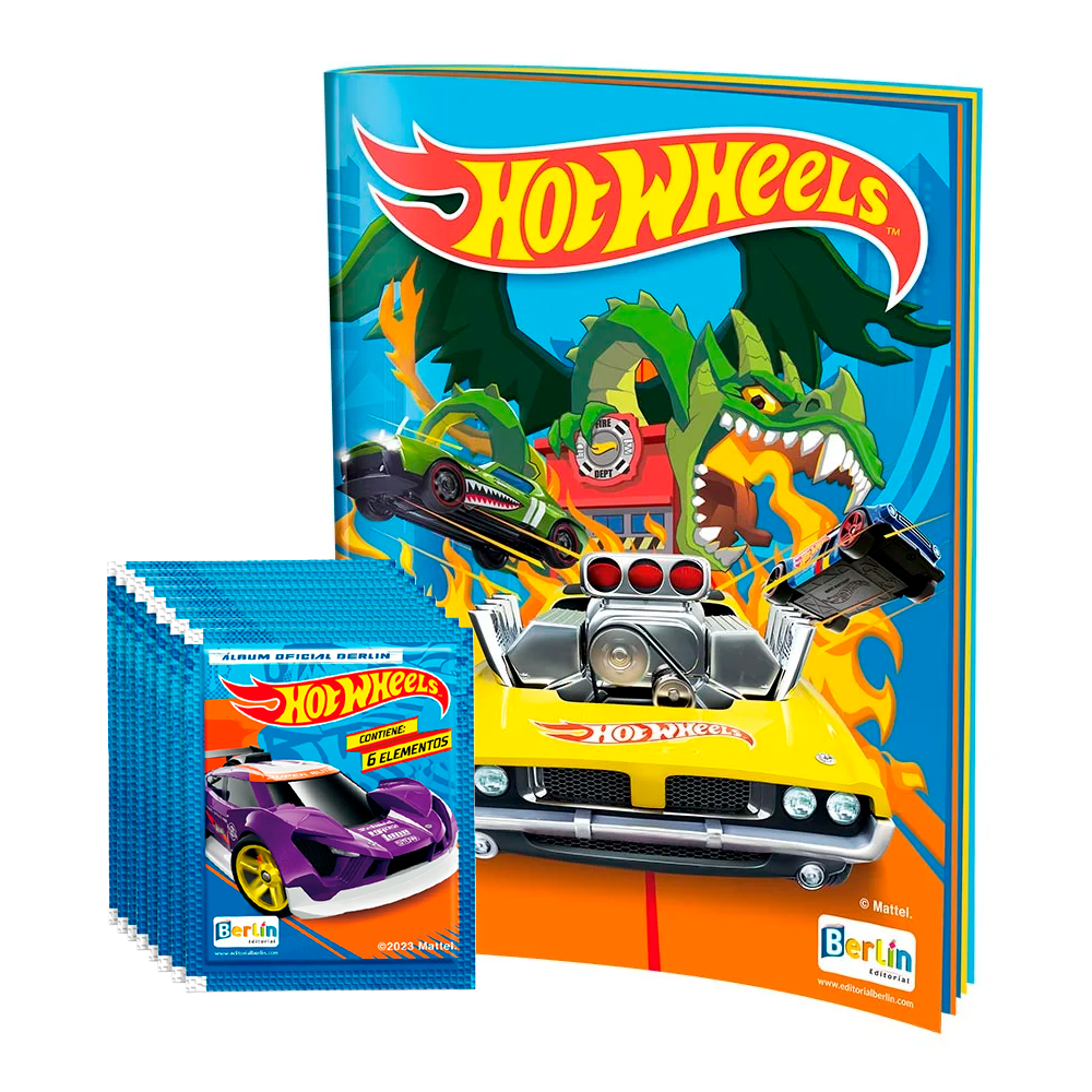 Hot Wheels, 1 Álbum Tapa Blanda + 1 paquete (50 Sobres)