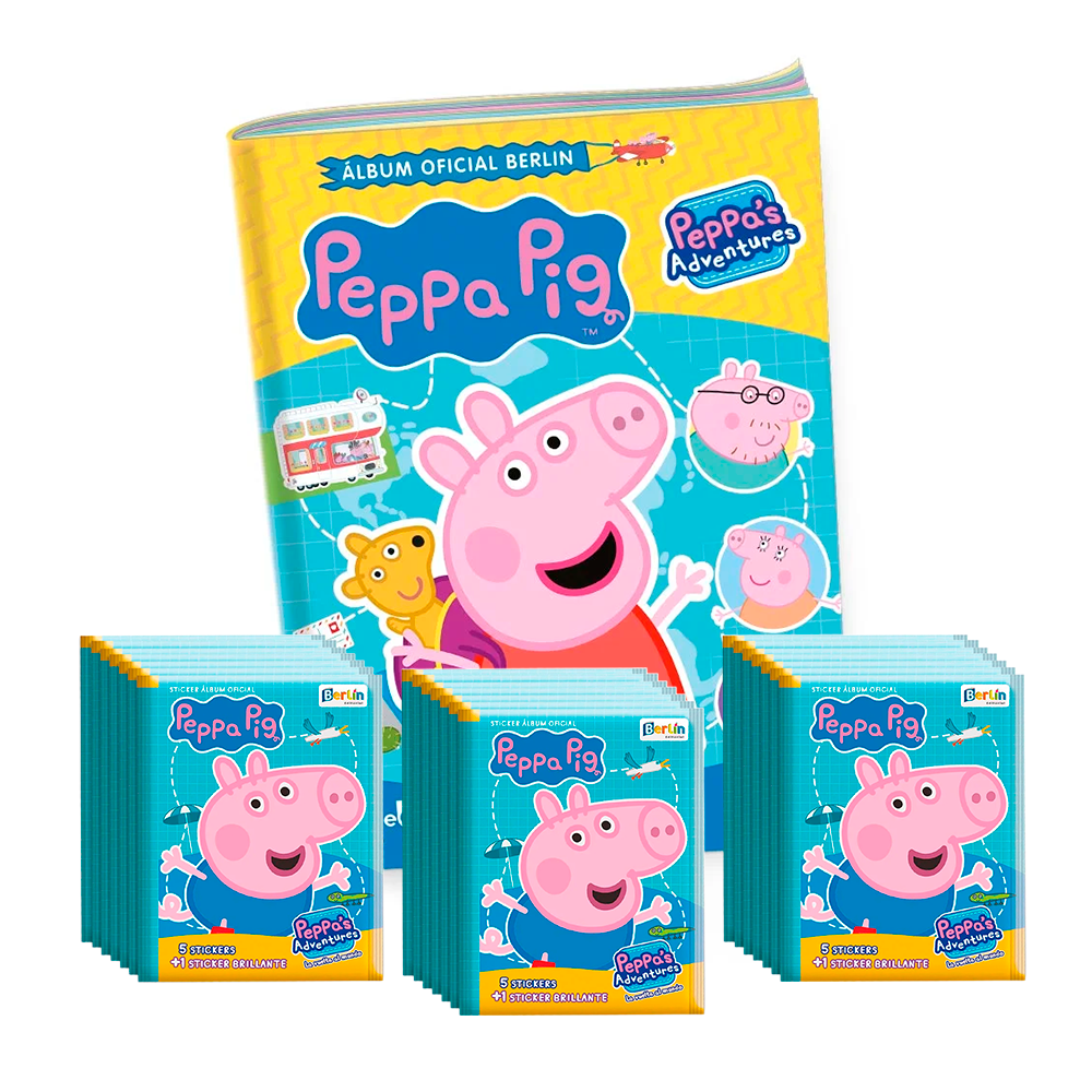 Peppa Pig, 1 Álbum Tapa Blanda + 3 Paquetes (150 Sobres)