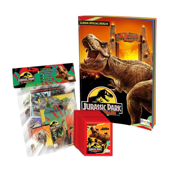 Jurassic Park 30 años, 1 Álbum Tapa Blanda + Paqueton (50 sobres) + 1 Megapack