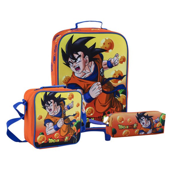 SET KOMBAT MOCHILA + LONCHERA + CARTUCHERA 3D DRAGON BALL_A