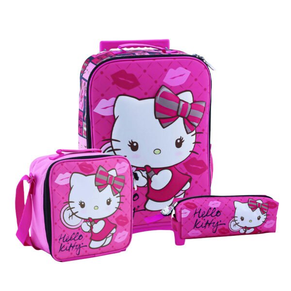 SET KOMBAT MOCHILA + LONCHERA + CARTUCHERA OFICIO HELLO KITTY