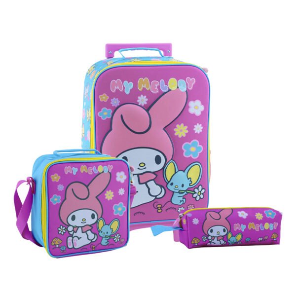 SET KOMBAT MOCHILA + LONCHERA + CARTUCHERA TELA MY MELODY 3D