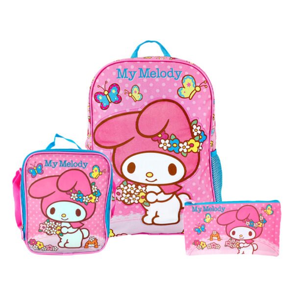 SET KOMBAT MOCHILA + LONCHERA + CARTUCHERA TELA MY MELODY