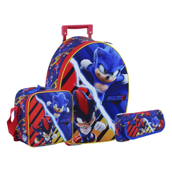 SET RANGER MOCHILA + LONCHERA + CARTUCHERA SONIC MOVIE 3D