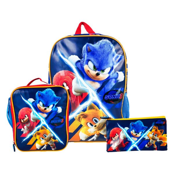 SET KOMBAT MOCHILA + LONCHERA + CARTUCHERA OFICIO TELA SONIC MOVIE