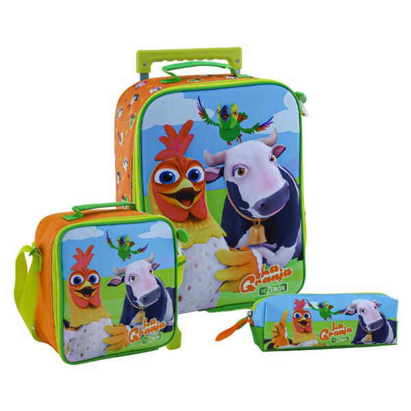 SET KOMBAT MOCHILA + LONCHERA + CARTUCHERA GRANJA DE ZENON 3D