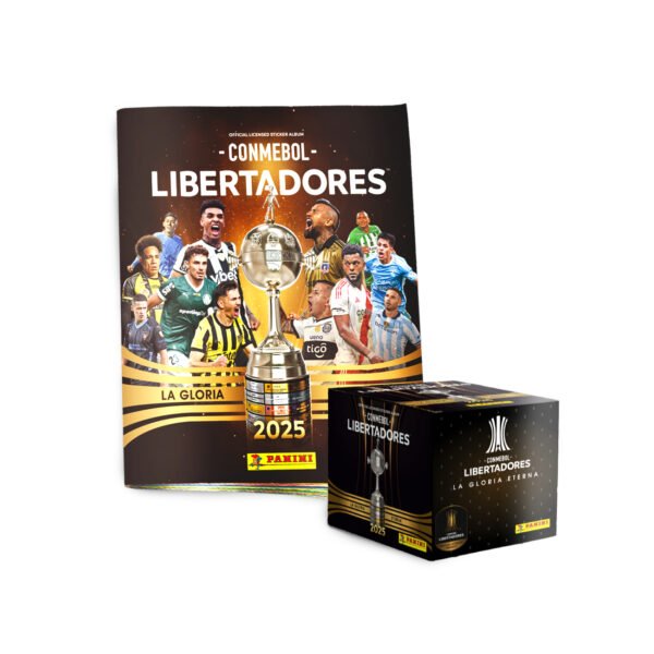 ALBUM COPA LIBERTADORES 2025, ALBUM TAPA BLANDA + 1 PAQUETON (50 SOBRES)