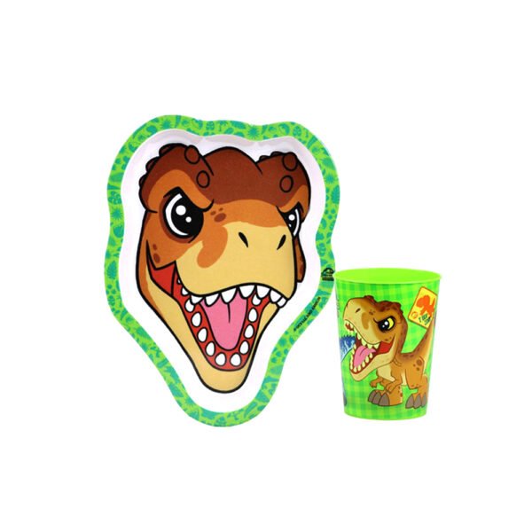 SET DE PLATO Y VASO JURASSIC KIDS
