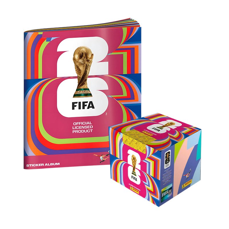PREVENTA ALBUM COPA MUNDIAL 2026 PANINI – ALBUM TAPA BLANDA + 1 PAQUETON (104 SOBRES)